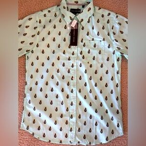 🔥5 for $10 Ocean Current Mint Pineapple Print Casual Button Down Shirt